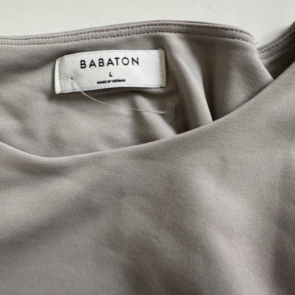 NWT Aritzia Babaton Contour Crew T-Shirt Womens L Opal Grey Double Layered Top - Picture 3 of 8